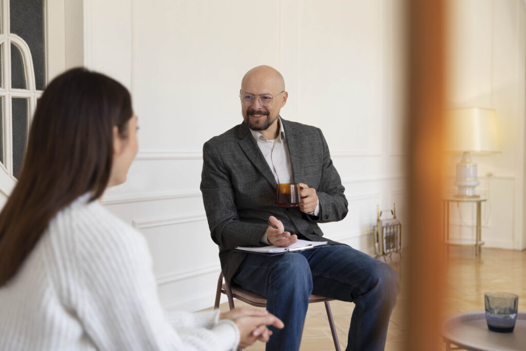 The counselor and the client discussing career issues.