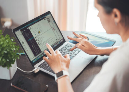 A girl working with her laptop