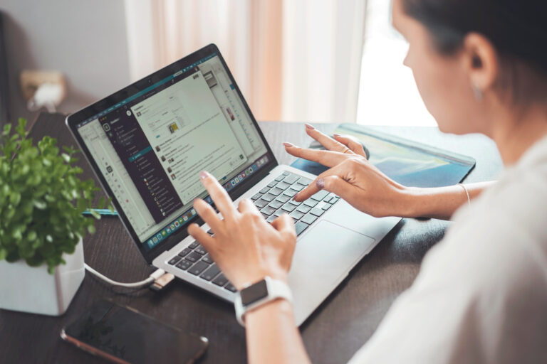 A girl working with her laptop